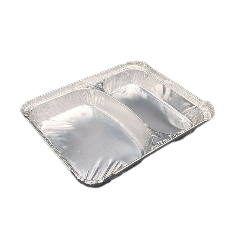 800ml 2 Compartment Rectangular Disposable Aluminum Foil Pan