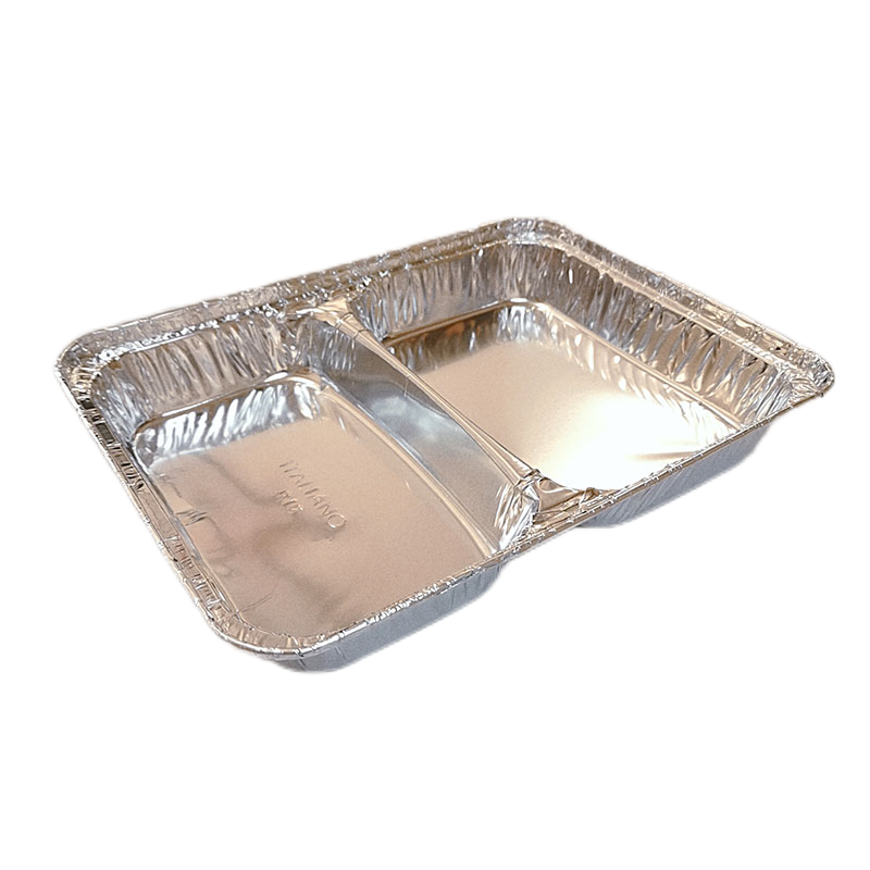 2 Compartment Aluminum Foil Rice And Vegetable Split Plate