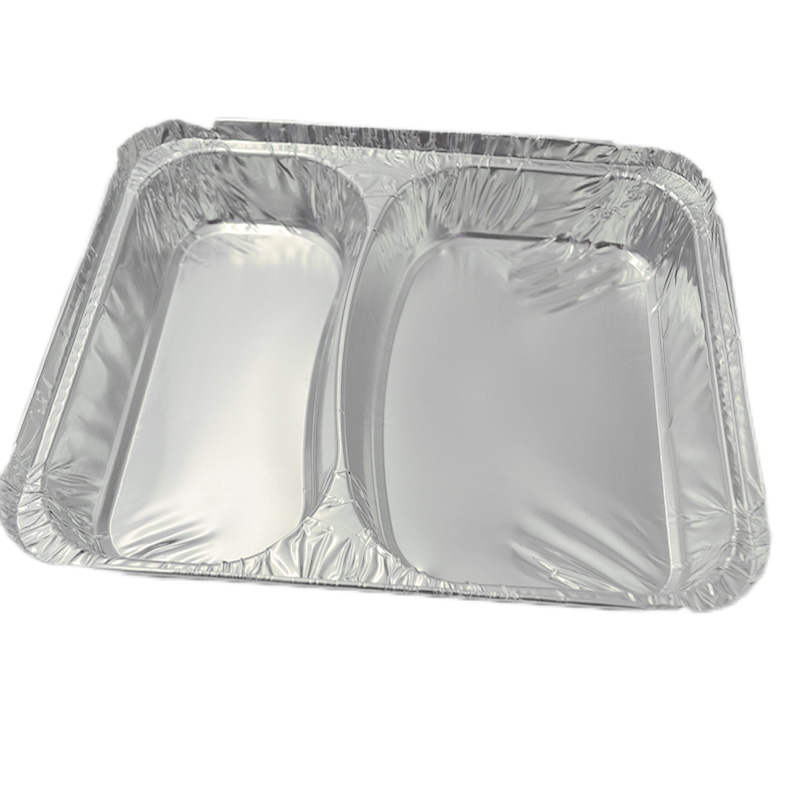 800ml 2 Compartment Rectangular Disposable Aluminum Foil Pan