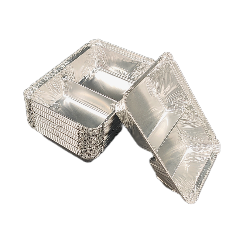 Two Grid Deep Aluminum Foil Tableware Oven Safe