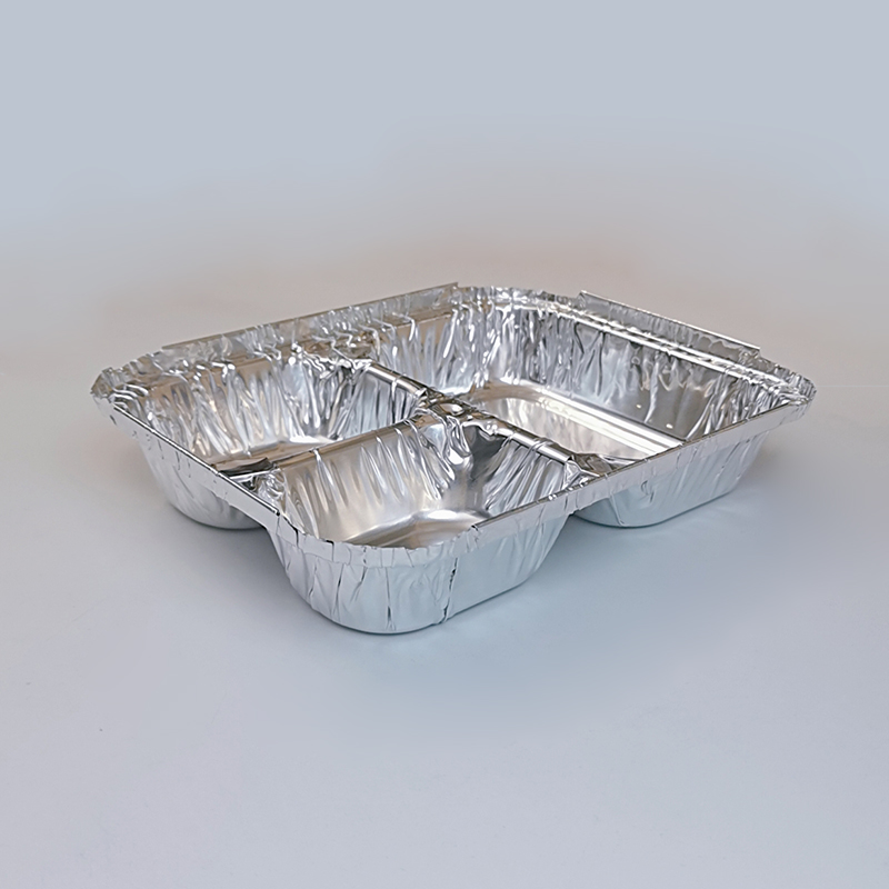 750ml 3 Compartment Take Out Food Foil Containers with Lids