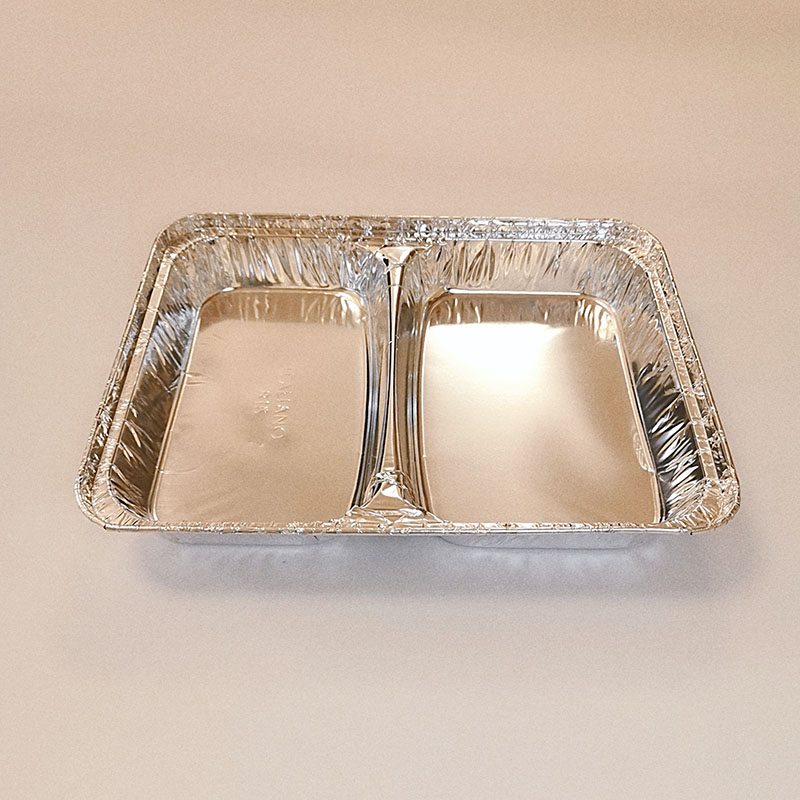 2 Compartment Aluminum Foil Take Out Food Container