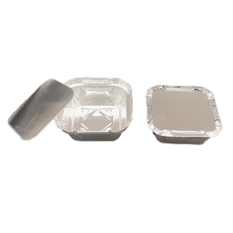 120ml Mini Square Aluminum Foil Cake Trays Pudding Stand