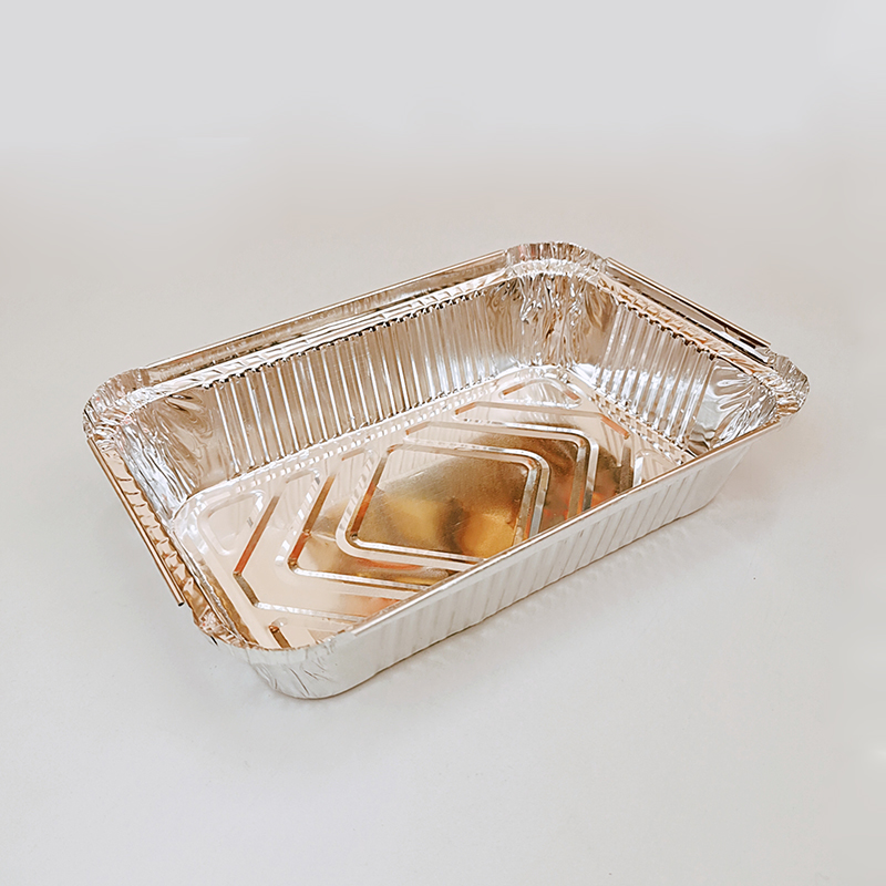 Rectangular aluminum foil tableware metal BBQ plate covered with fresh lunch box barbecue baking container