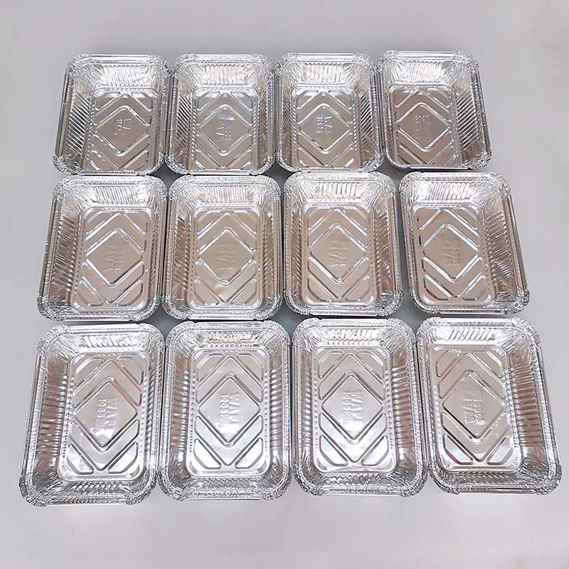 650ml Square Disposable Aluminum Oblong Tin Foil Pans Food Storage Tray