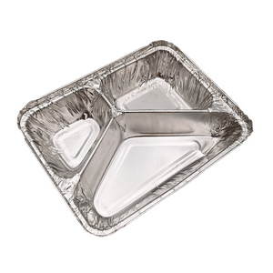 3 Compartment Rectangular Multi Grid Aluminum Foil Plate
