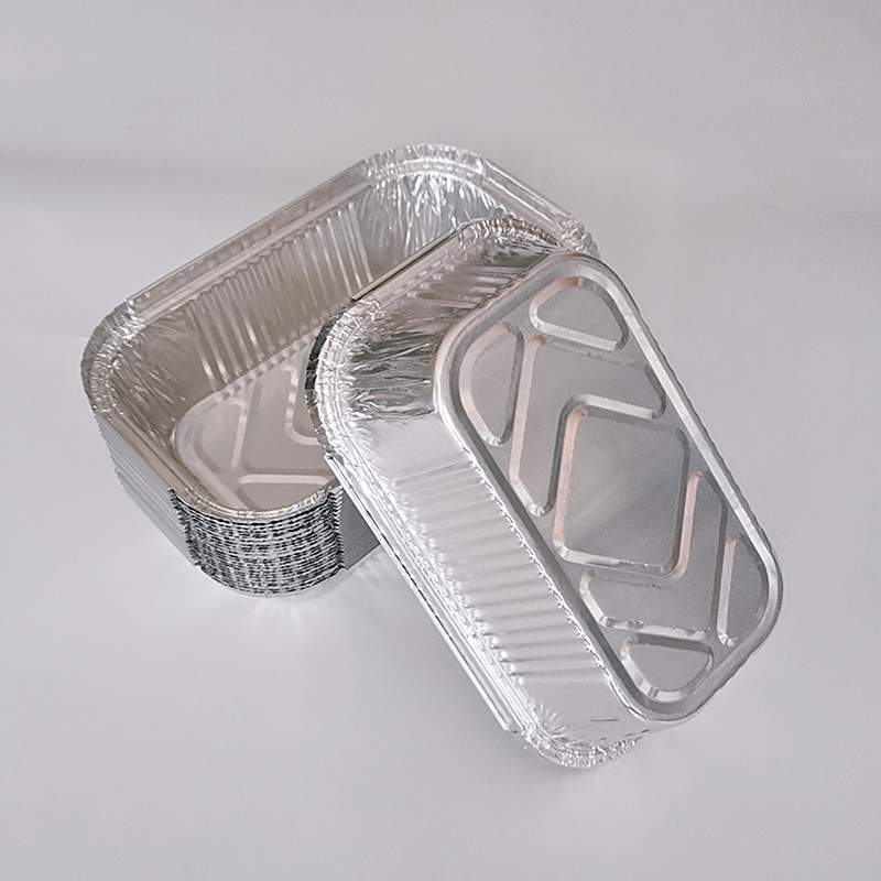 Small rectangular oval edge covered tin foil tableware disposable container can be heated