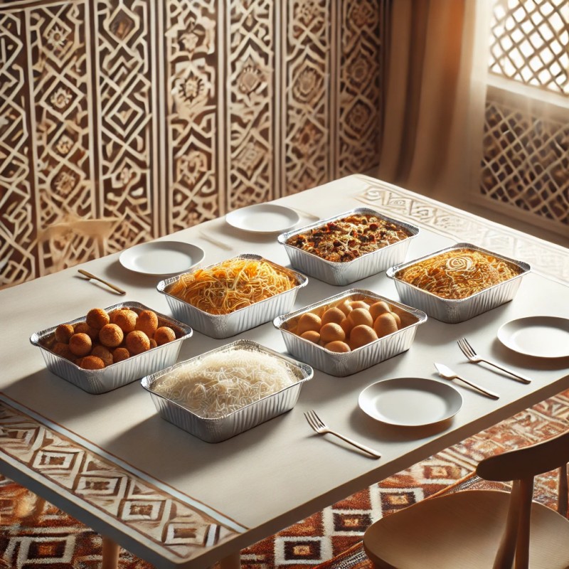 Kazakh foods aluminum foil containers Beshbarmak Baursak