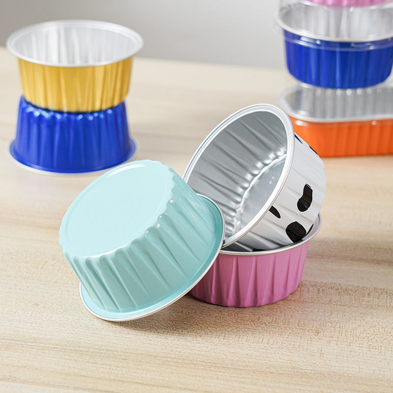 Small Gold Sealable Aluminum Foil Baking Cups with Plastic Lid