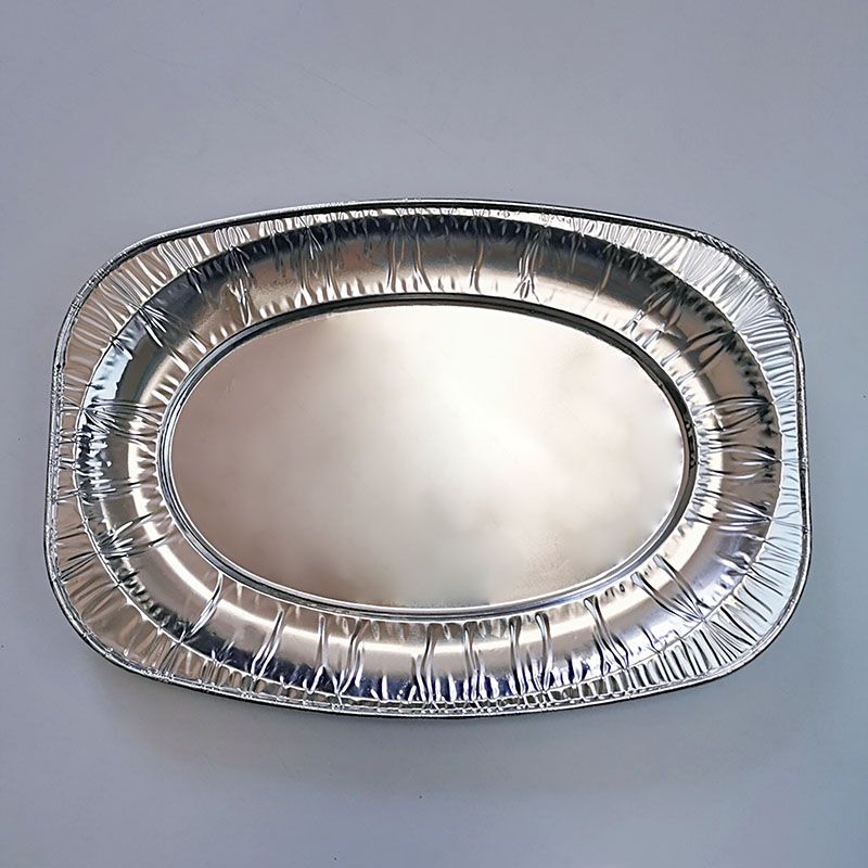 Oval aluminum foil family party tableware thickened and enlarged for barbecue roast meat and fruit plate