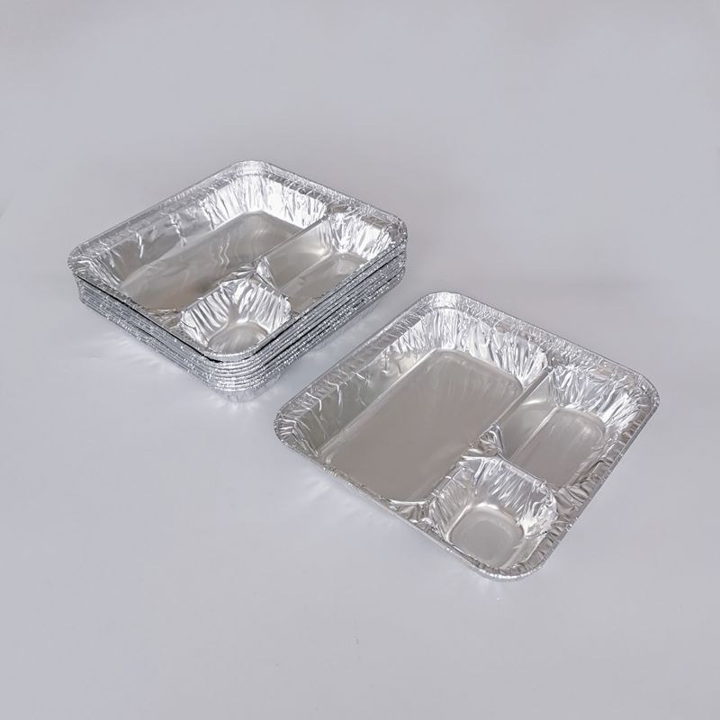 3 Compartment Large Rectangular Disposable Aluminum Foil Pan