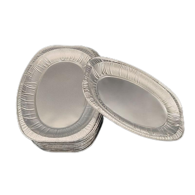 Oval Disposable Aluminum Foil Pans Embossing Tinfoil Fish Plate