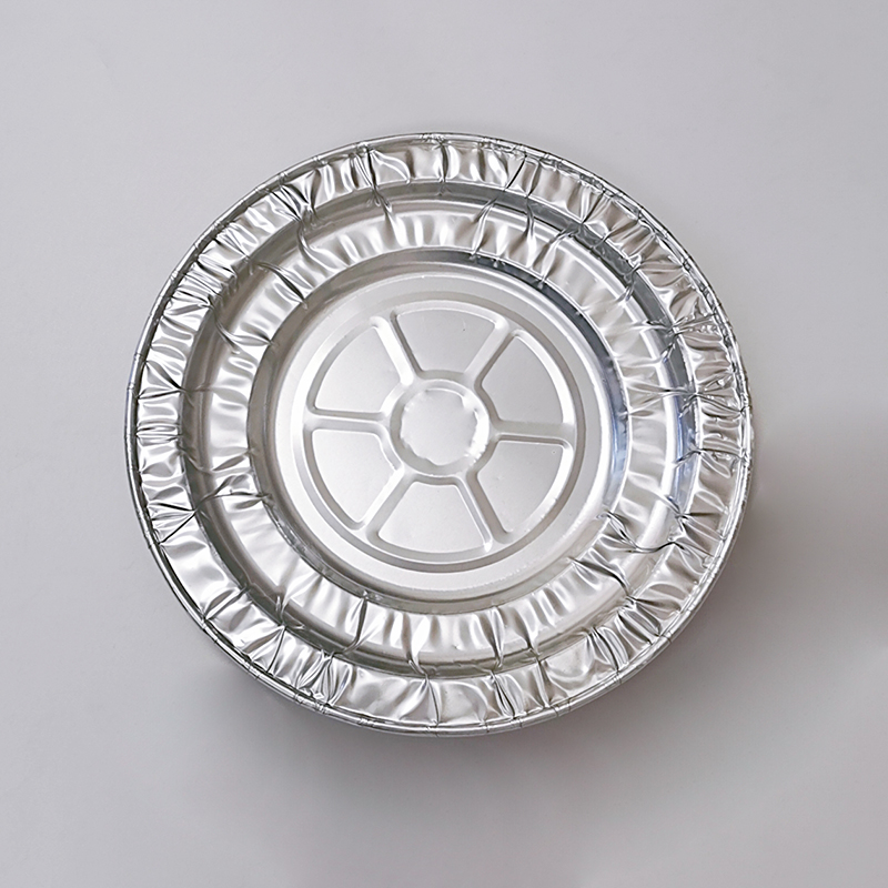 Medium disposable food grade round aluminum foil barbecue plate