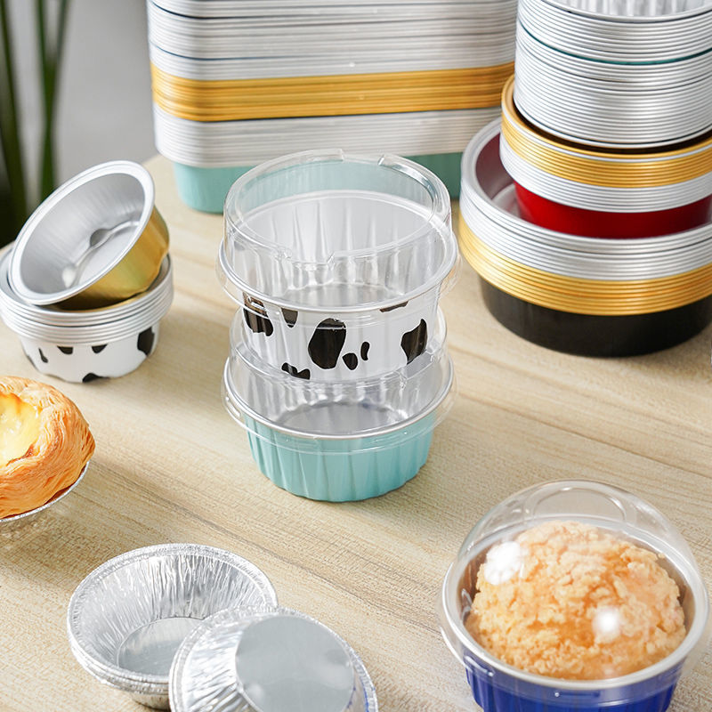 Small Gold Sealable Aluminum Foil Baking Cups with Plastic Lid