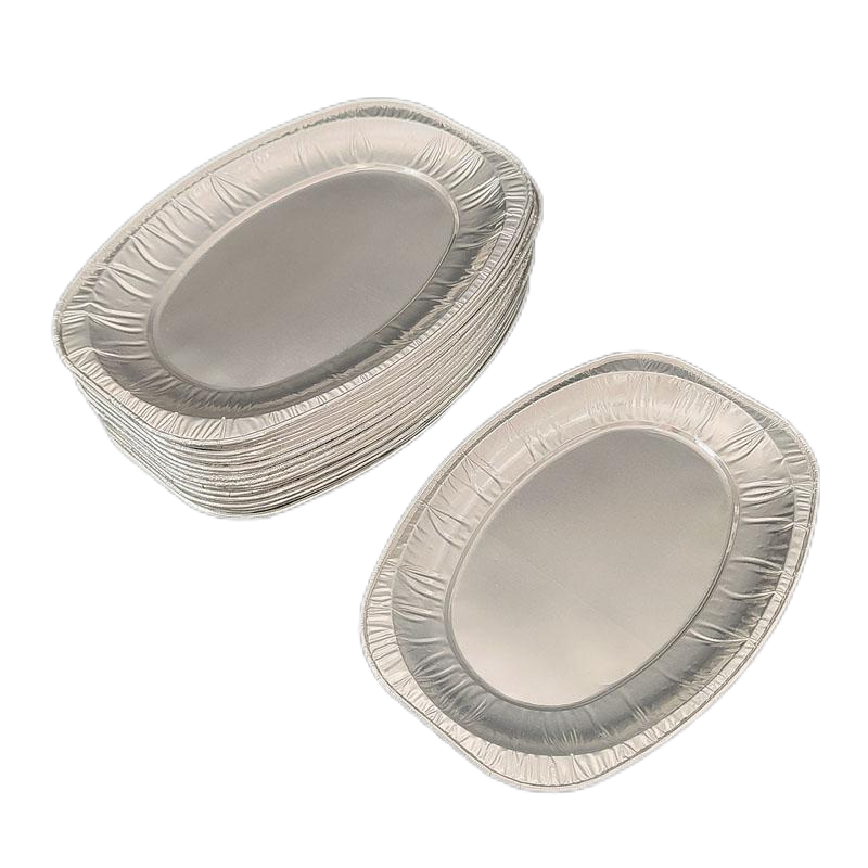 Oval Disposable Aluminum Foil Pans Embossing Tinfoil Fish Plate