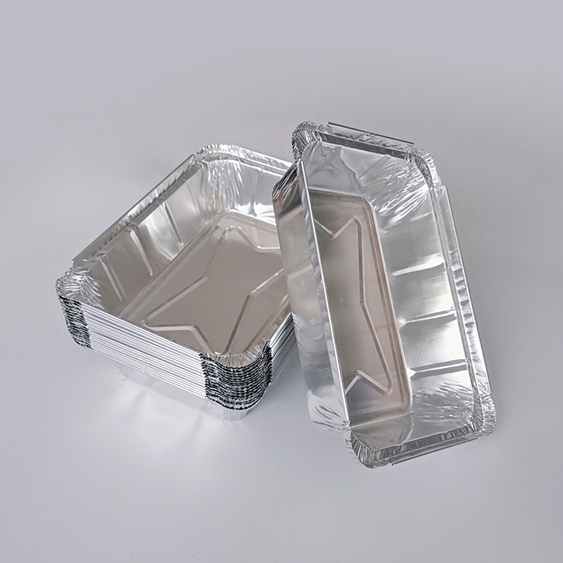 Disposable food grade metal aluminum foil barbecue plate rectangular heatable oven tray