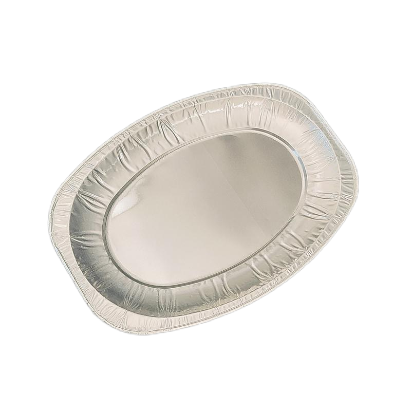 Oval Disposable Aluminum Foil Pans Embossing Tinfoil Fish Plate