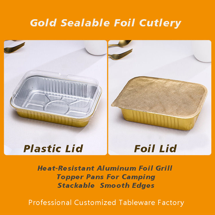 Gold Rectangular Sealable Aluminum Foil Containers